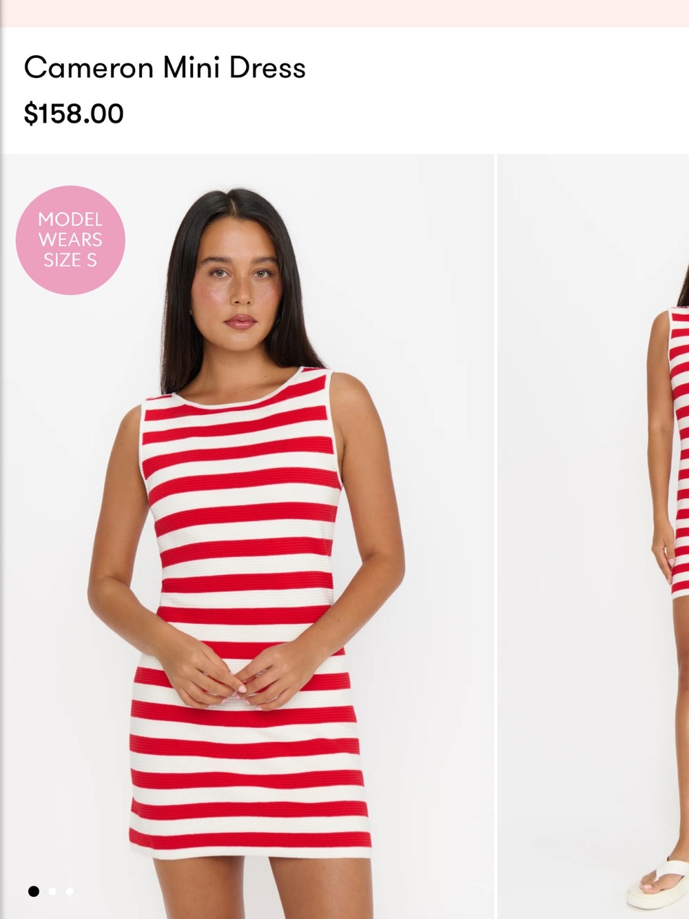 Show Me Your MuMu Striped Red & White Cameron Mini Dress NWT